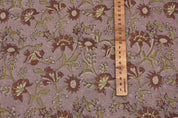 Block Printed Pink Red Floral Linen Throw Fabric - Naayab