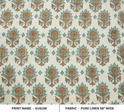 Block Printed Pure Linen Fabric for Curtains & Home Decor – Kusum