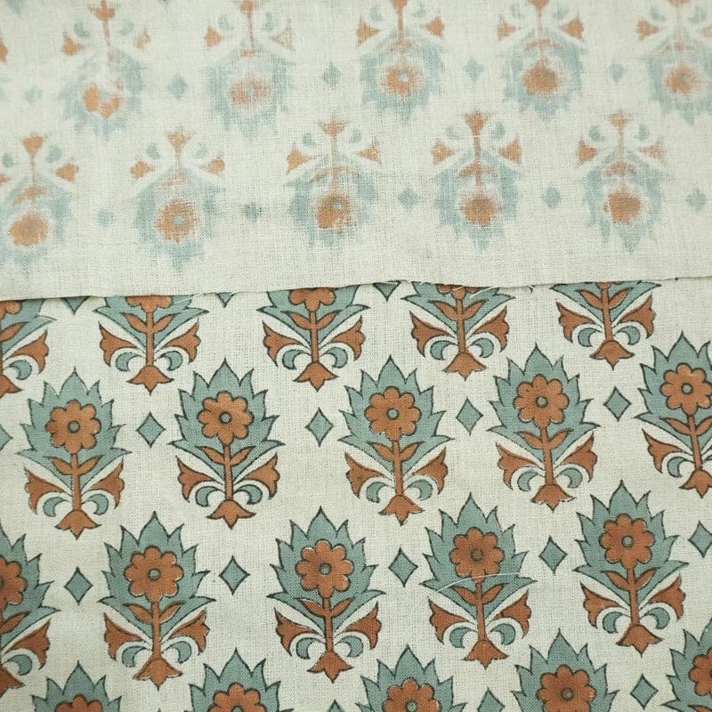 Block Printed Pure Linen Fabric for Curtains & Home Decor – Kusum
