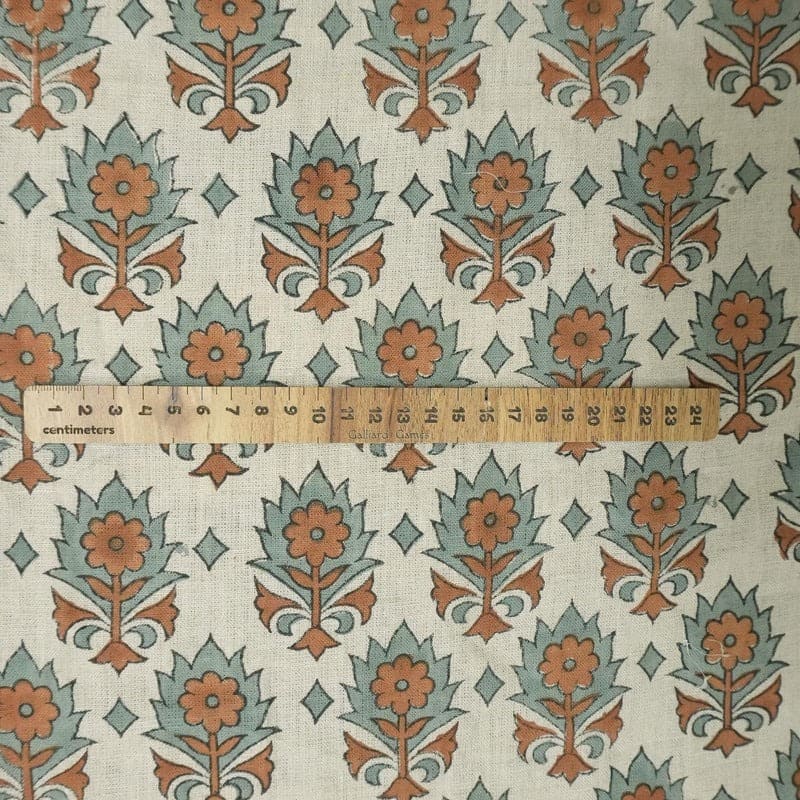 Block Printed Pure Linen Fabric for Curtains & Home Decor – Kusum