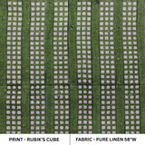 Handcrafted Block Printed Green Grass Pure Line Fabric For Sofa Cushion Cover - RUBIK'S CUBE