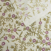 Block Print Printed Linen Fabric Purple Pastel Brown - Sehjan