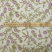 Block Print Printed Linen Fabric Purple Pastel Brown - Sehjan