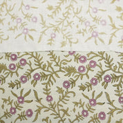 Block Print Printed Linen Fabric Purple Pastel Brown - Sehjan