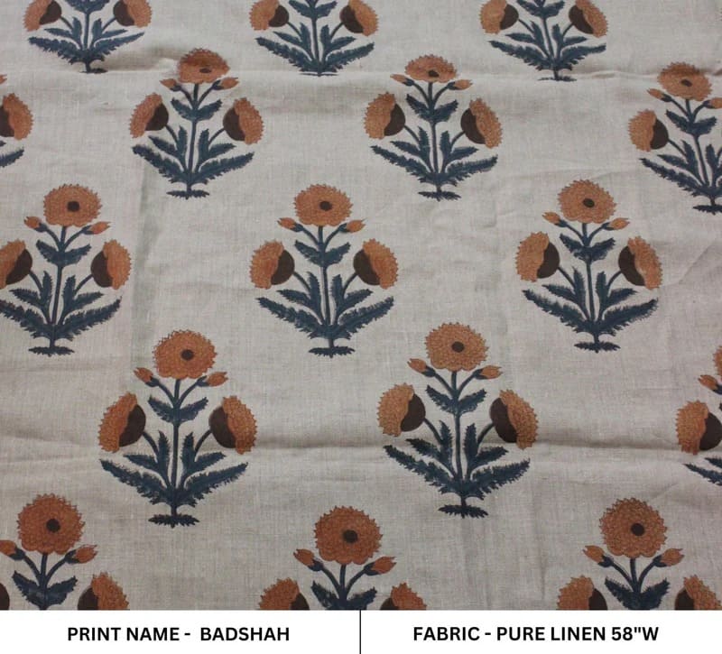 Block print Mustard& Beige Fabric For Home Setup Design - Badshah
