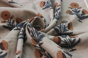 Block print Mustard& Beige Fabric For Home Setup Design - Badshah