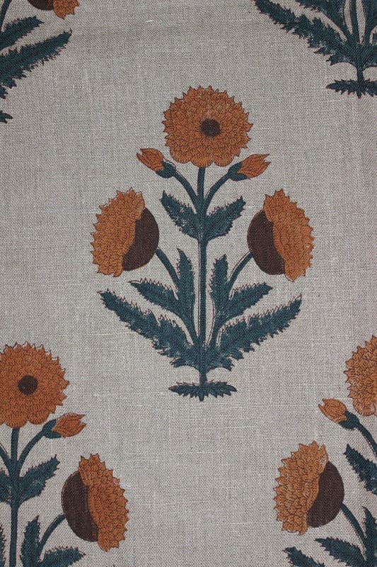 Block print Mustard& Beige Fabric For Home Setup Design - Badshah