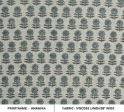 Blue Block Printed Floral Boho Pillow & Cushion Fabric – Anamika