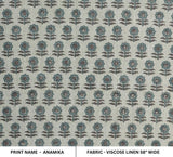 Blue Block Printed Floral Boho Pillow & Cushion Fabric – Anamika