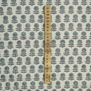 Blue Block Printed Floral Boho Pillow & Cushion Fabric – Anamika