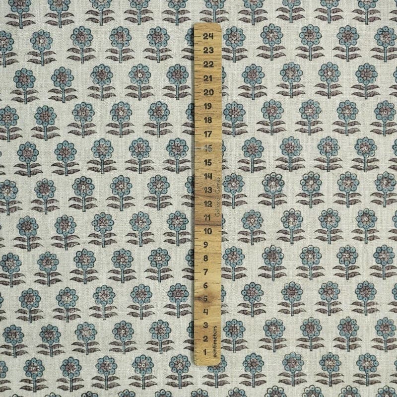Blue Block Printed Floral Boho Pillow & Cushion Fabric – Anamika