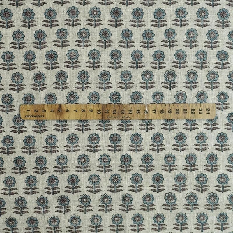 Blue Block Printed Floral Boho Pillow & Cushion Fabric – Anamika