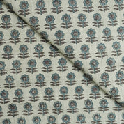 Blue Block Printed Floral Boho Pillow & Cushion Fabric – Anamika