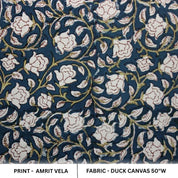 Blue & Green Floral Handcraft Duck Canvas Fabric – Amrit Vela