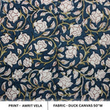 Blue & Green Floral Handcraft Duck Canvas Fabric – Amrit Vela