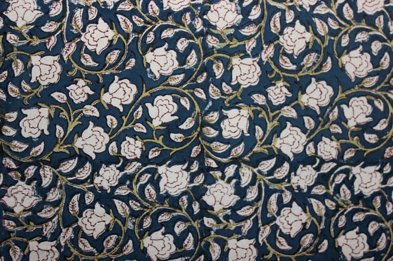 Blue & Green Floral Handcraft Duck Canvas Fabric – Amrit Vela