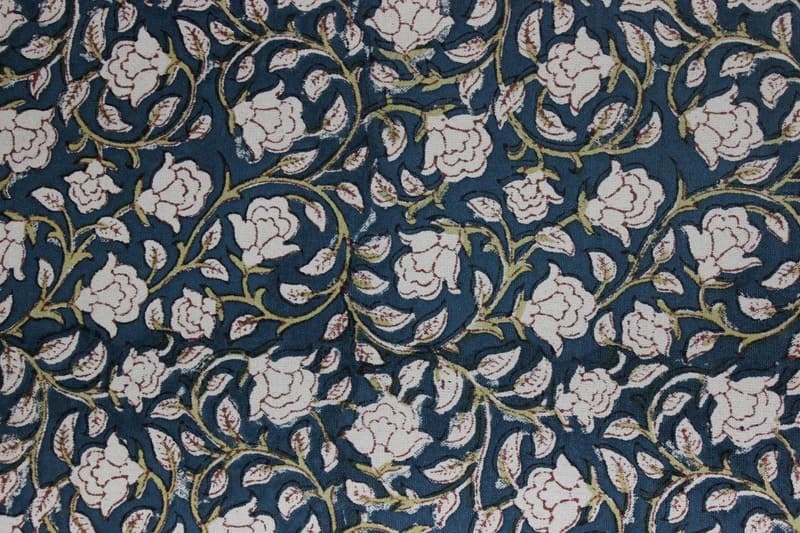 Blue & Green Floral Handcraft Duck Canvas Fabric – Amrit Vela