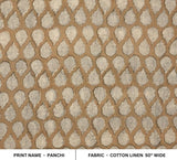 Hand Block Print Linen Pillow Brown Floral Fabric -Panchi