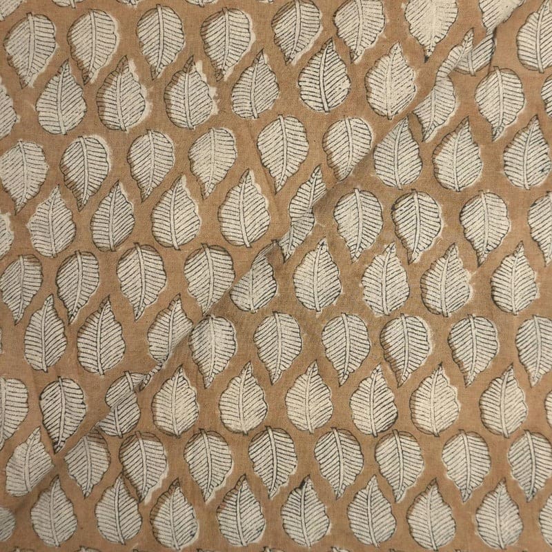 Hand Block Print Linen Pillow Brown Floral Fabric -Panchi