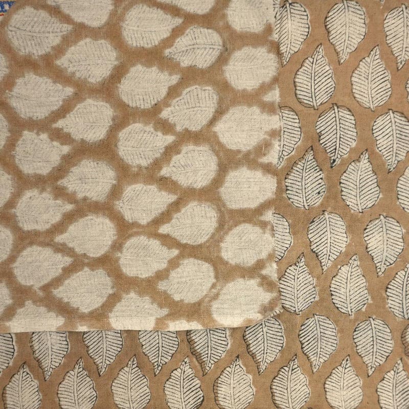Hand Block Print Linen Pillow Brown Floral Fabric -Panchi