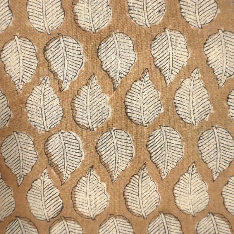 Hand Block Print Linen Pillow Brown Floral Fabric -Panchi