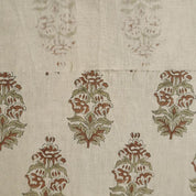 Hand Block Print Linen Brown & Green Fabric for Home Decor - Sikander