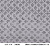Hand Block Thick Cotton White 63" Wide Sofa and Table Cloth with Black Design Window Curtains Handloom Pattern Boho Decor - CHINGARI