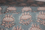 Hand Block Print Pastel Gray & Blueish Fabric Curtains - Chhatri
