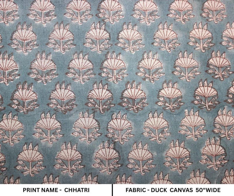 Hand Block Print Pastel Gray & Blueish Fabric Curtains - Chhatri