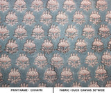 Hand Block Print Pastel Gray & Blueish Fabric Curtains - Chhatri