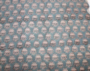Hand Block Print Pastel Gray & Blueish Fabric Curtains - Chhatri