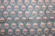 Hand Block Print Pastel Gray & Blueish Fabric Curtains - Chhatri