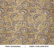 Block Printed Traditional Brown Floral Sustainable Pure Linen Fabric - Rajnigandha