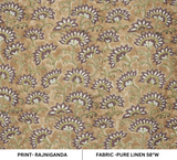 Block Printed Traditional Brown Floral Linen Fabric - Rajnigandha