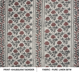 Handblock Printed Ecofriendly Soft Pure Linen Red Floral Boho Design Fabric - Khubsurat