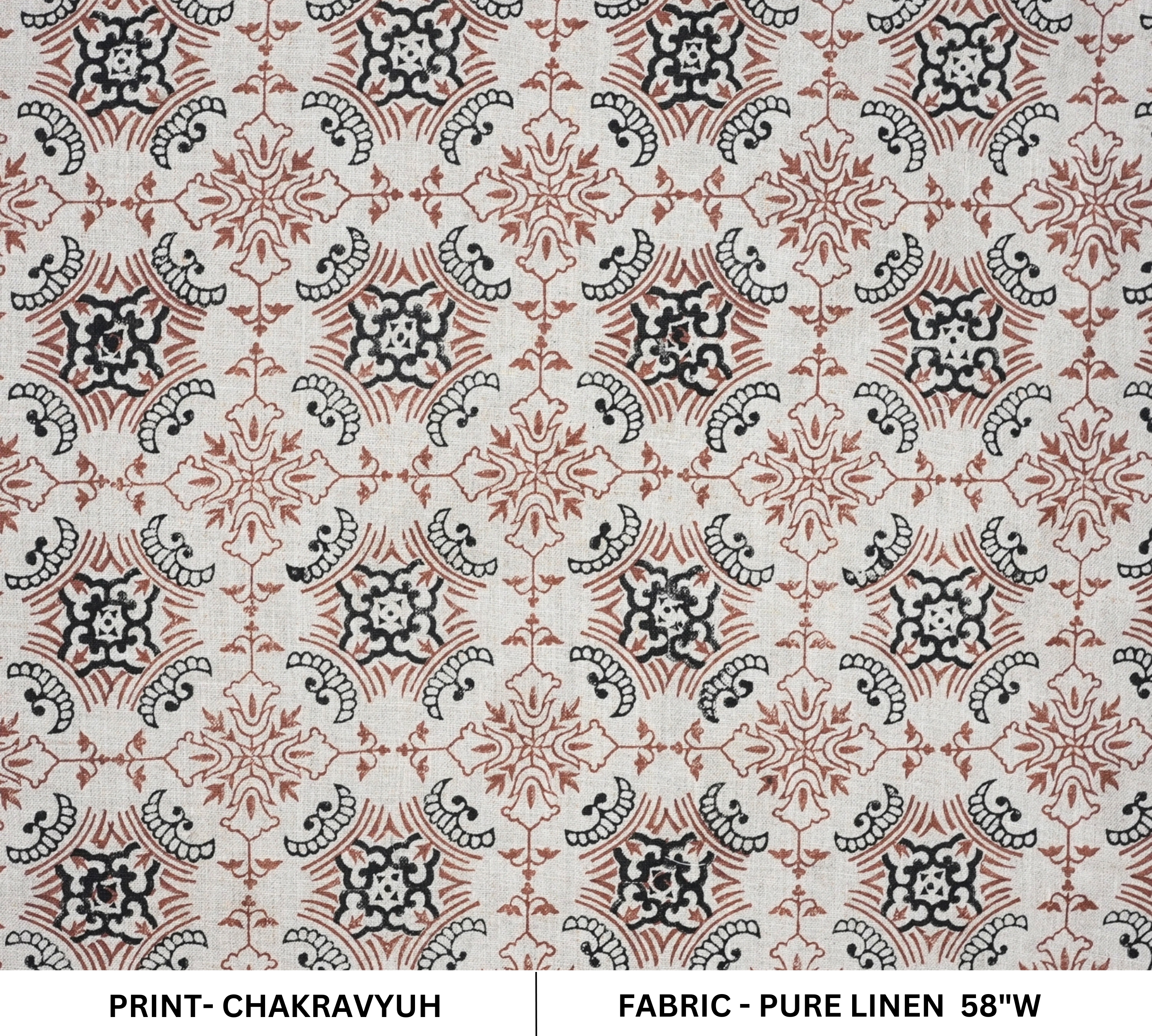 Handmade Red Floral Fabric Eco-Friendly Pure Linen Block Print - Chakarvyuh