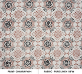 Handmade Block Printed Red Floral Fabric Eco-Friendly on Pure Linen - Chakarvyuh