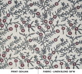Hand Block Print Pink & Gray Linen Blend Fabric For Cushion  - Shehjan