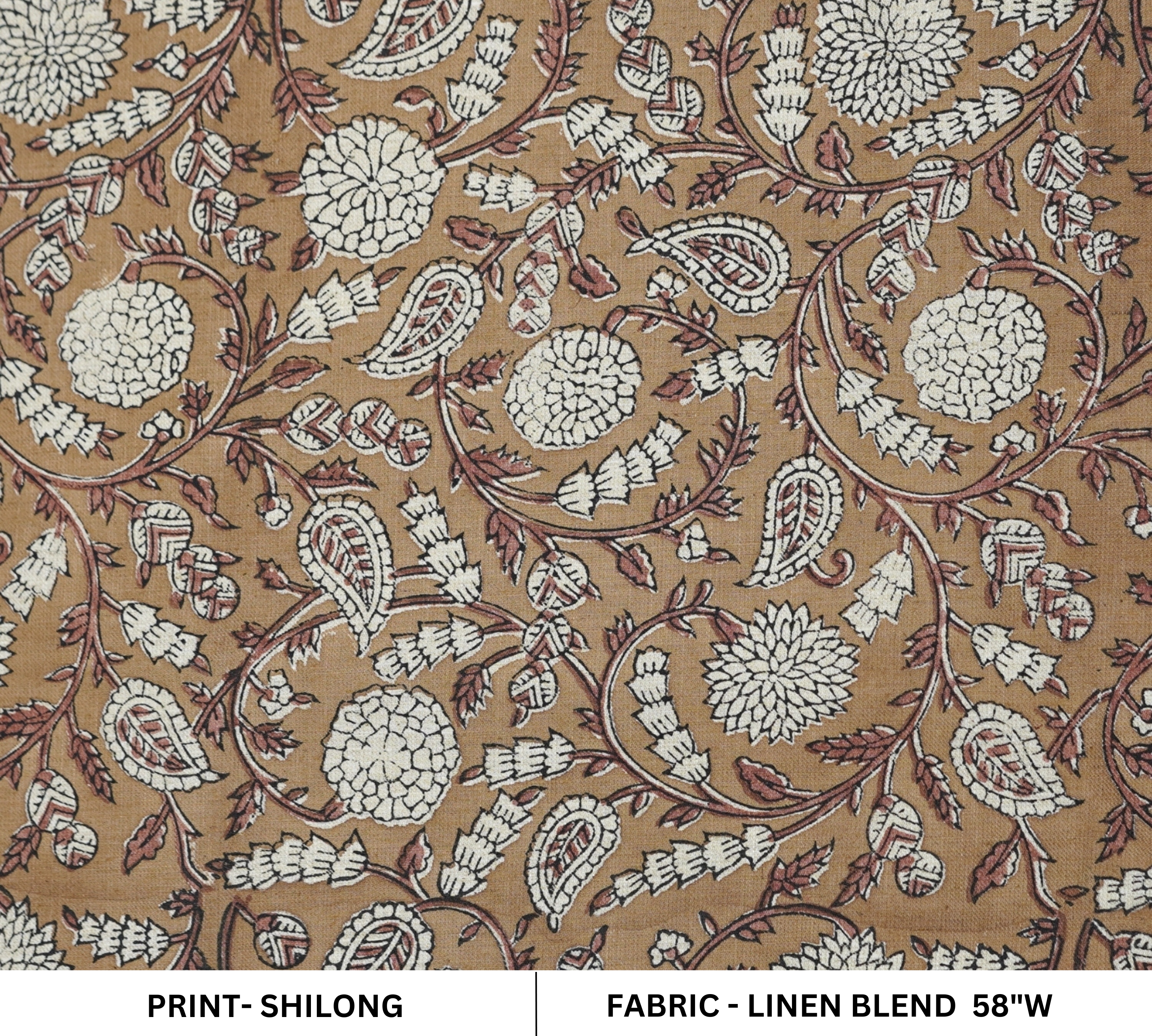 Handcrafted Brown Floral Fabric Linen Blend for Elegant Home Décor - Shilong 
