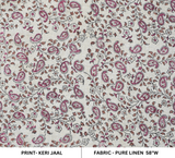 Handmade Craftsmanship Mediumweight Green and Pink Floral 100% Pure Linen Fabric - KERI JAAL
