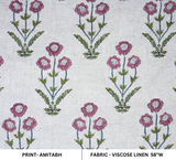 Hand Stamped Block Printed Boho Floral Viscose Linen Cushion Fabric - Amitabh Pink