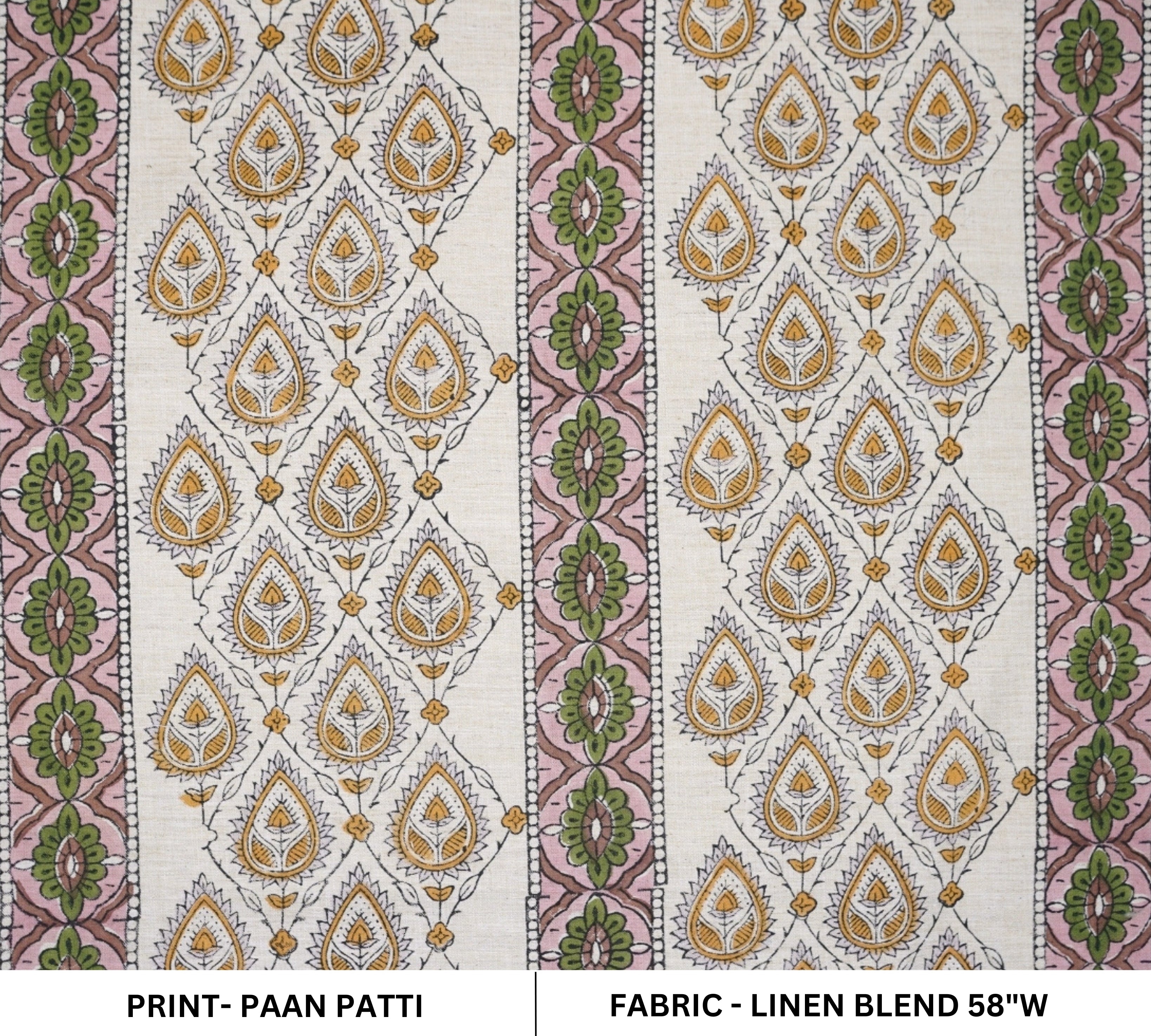 Handcrafted Yellow Floral Fabric Light Weight Linen Blend Elegance - Paan Patti 