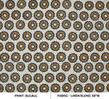 Handprinted Indian Block Printed Black Floral Soft Touch Linen Blend Fabric - Bulbul