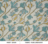 Handcrafted Blue Floral Pure Linen Boho Fabric Natural Block Printed Decorative - Shivri