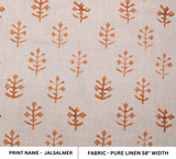 Hand Block Print Pure Linen Fabic For Interior - Jalsalmer