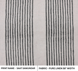 Indian Handcrafted Stripe 58" Wide Custom Pure Linen Block Print Fabric - SAAT SAMUNDAR