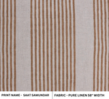 Handmade Throw 58" Wide Striped Custom Block Printed 100% Pure Linen Fabric - SAAT SAMUNDAR