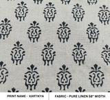 Hand Block Print Pure Linen Fabric Room Decor - Kartikya
