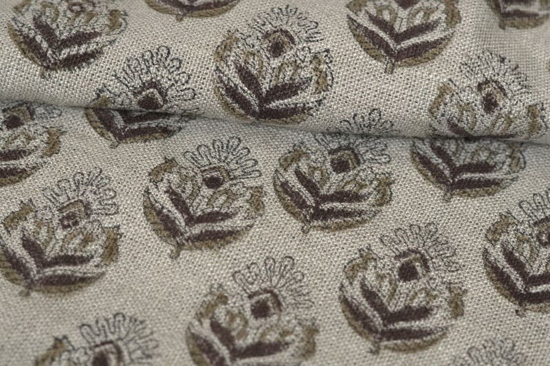 Craft made Hand Block print Thick Linen Fabric -Chui Mui