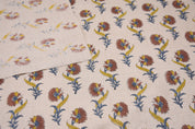 Hand block print pure linen 58" wide, fabric tablecloth and pillowcase, linen block fabric, upholstery couch cover - DAFFODIL